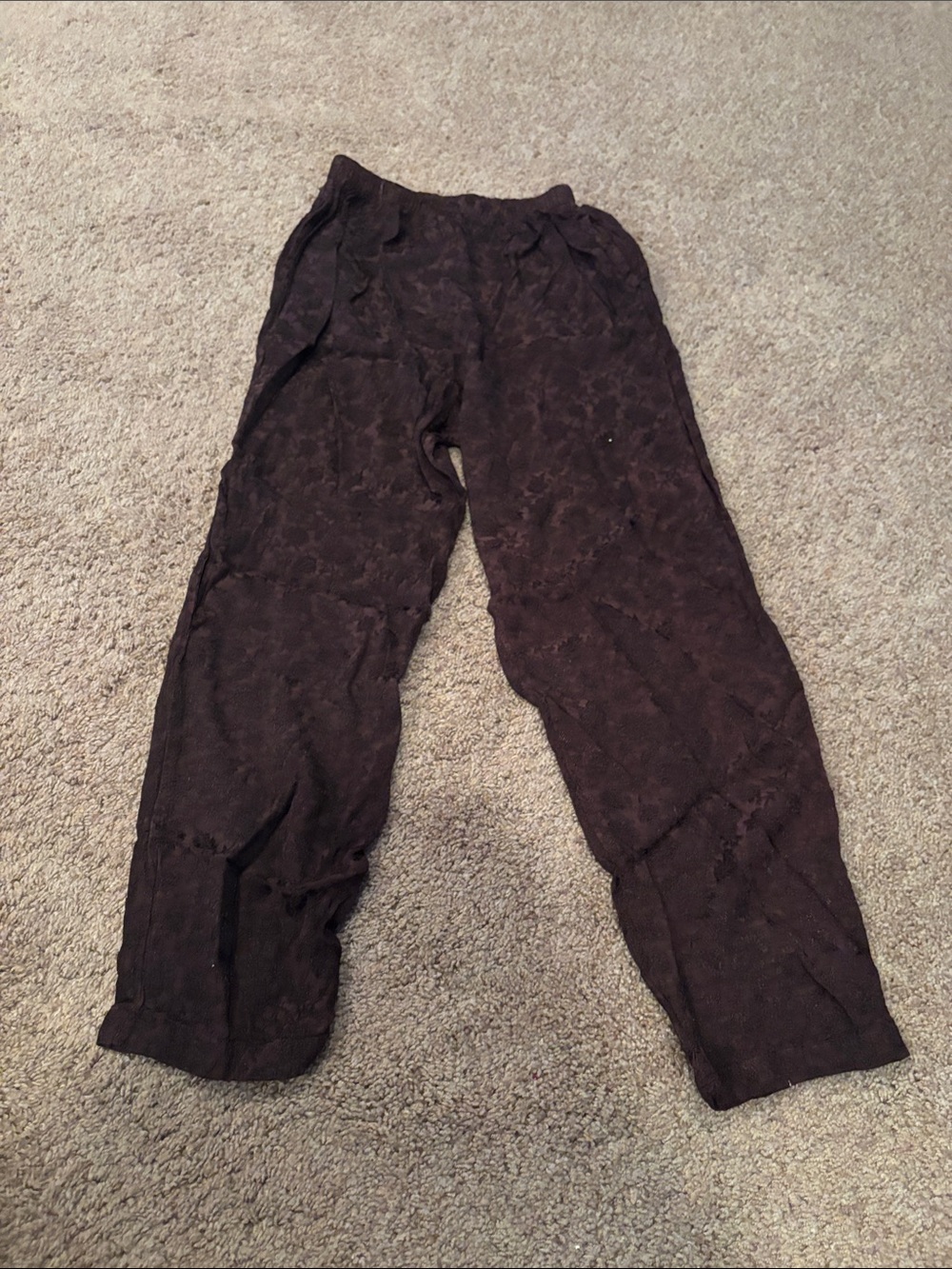 CP Shades Dark Brown Wide-Leg Textured Pull-On Pants